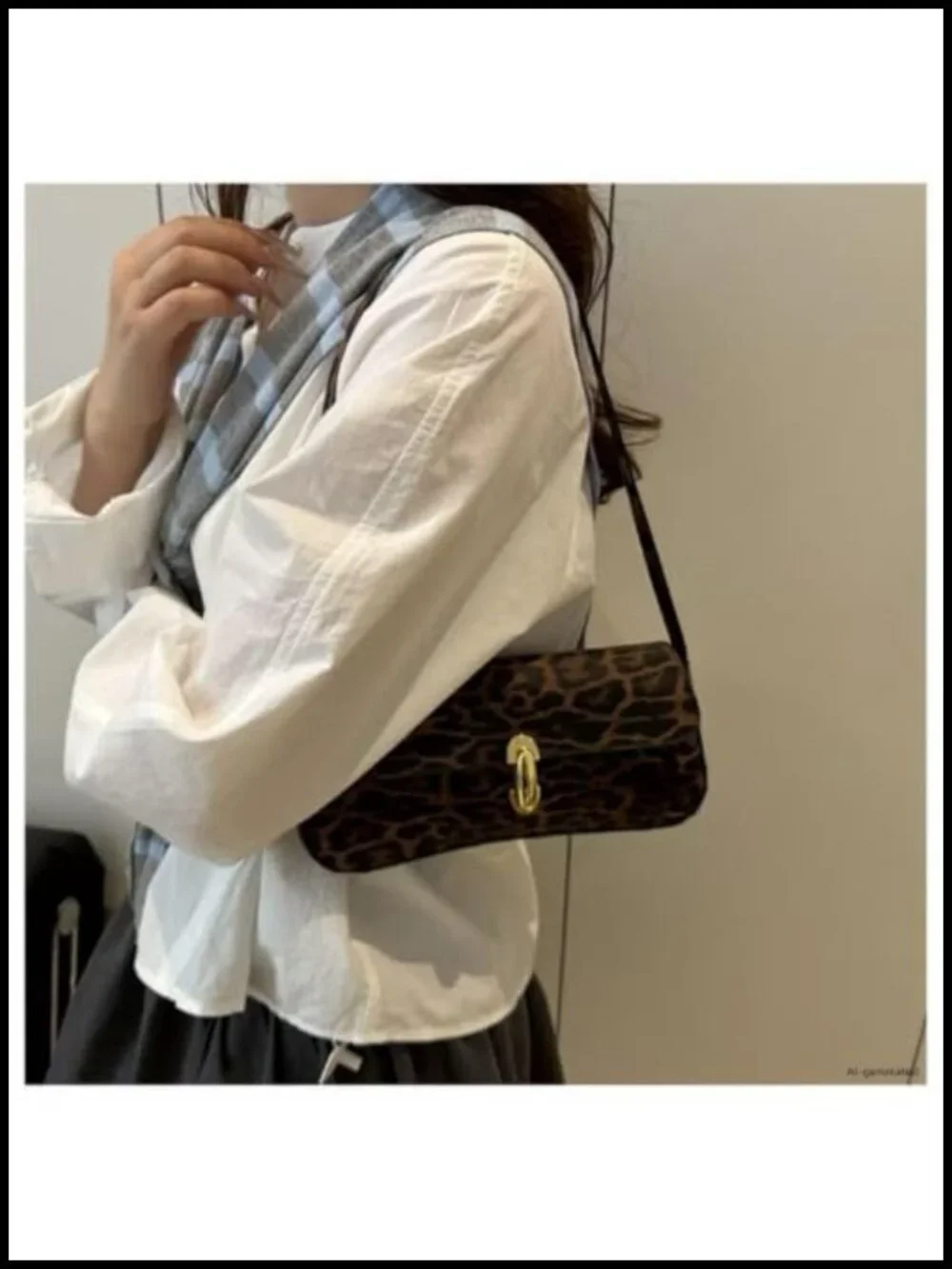Leopard Print Leather Wristlet Clutch - Faux Leather Handbag